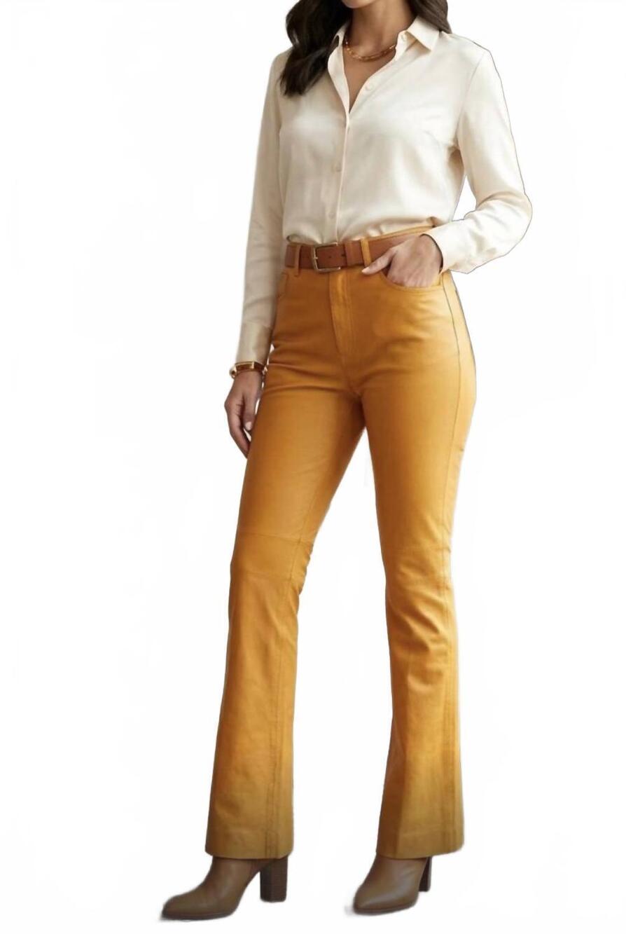 NEW MON & PAU veronica leather pants in apricot crush
